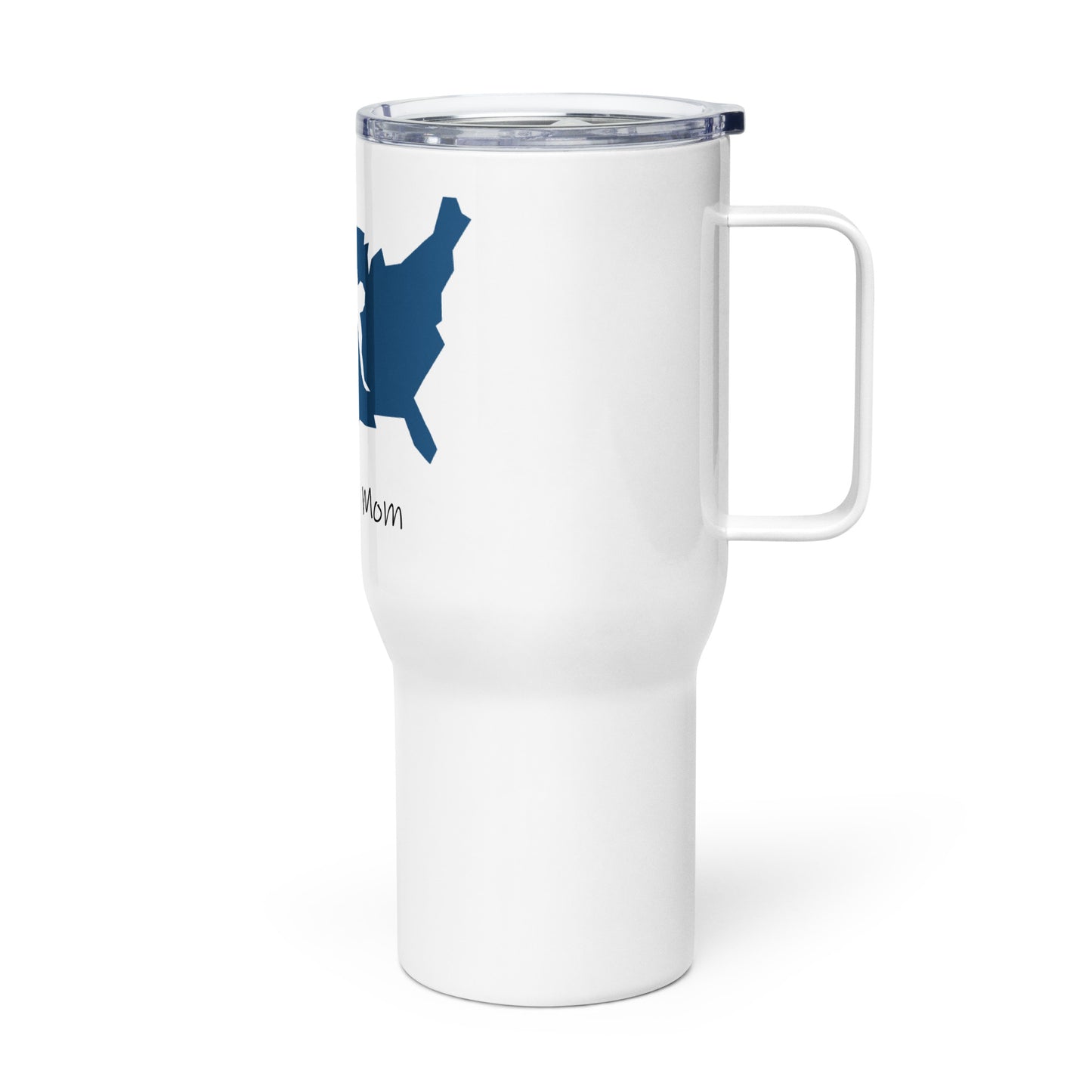 Wrestling mom travel mug with a handle